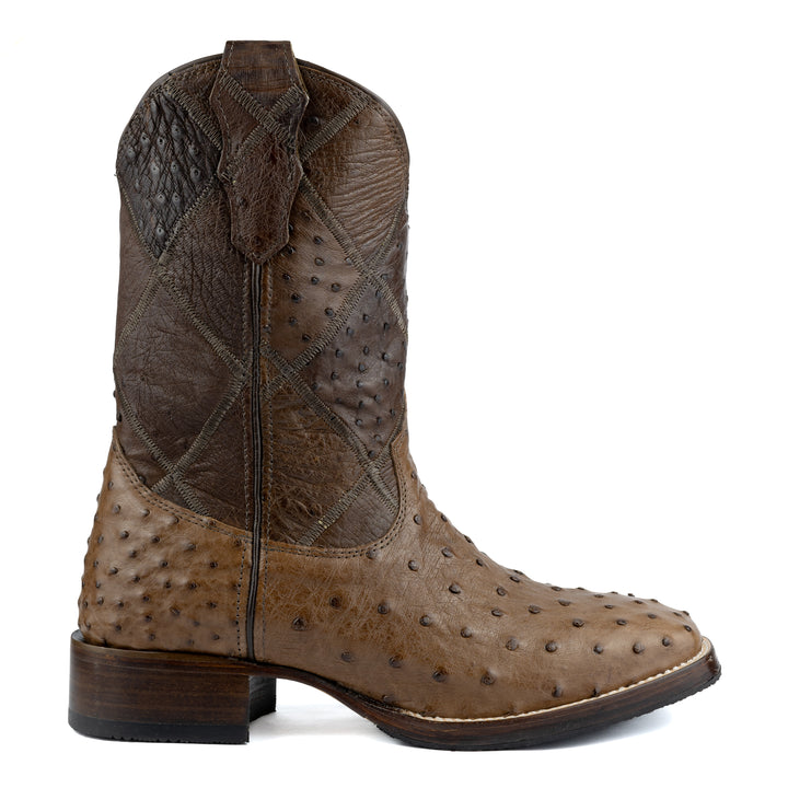 Men's Strut Tobacco Full Ostrich Leather Boot