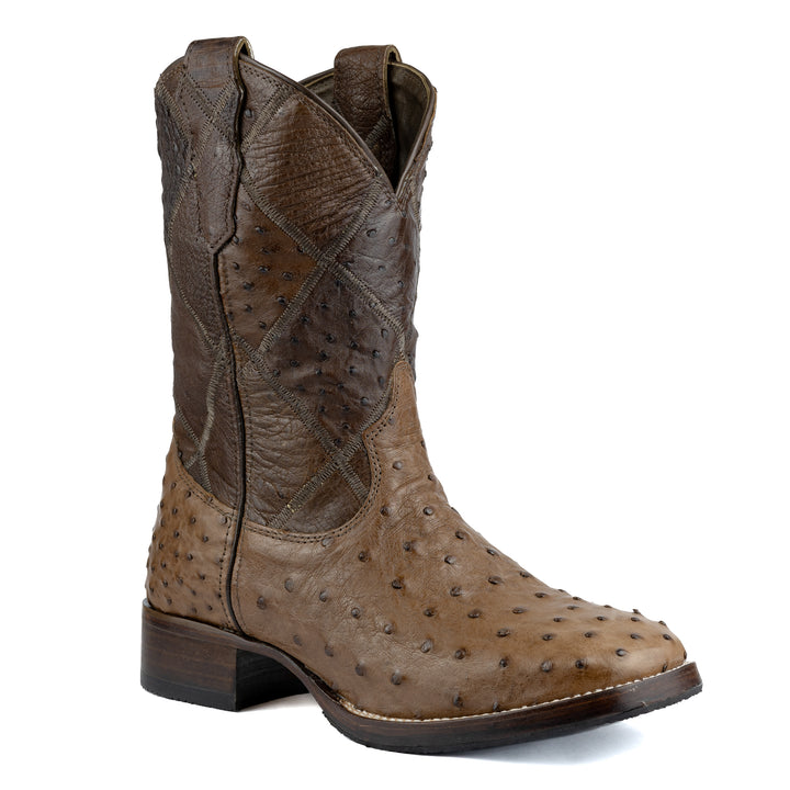 Men's Strut Tobacco Full Ostrich Leather Boot