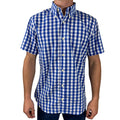 Men's Navy and White Checkered Strut Short Sleeve Shirt