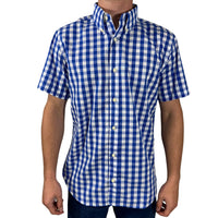 Camisa Masculina Manga Curta Strut Xadrez Marinho e Branco
