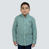 Camisa Infantil Xadrez Manga Longa Verde Bandeira