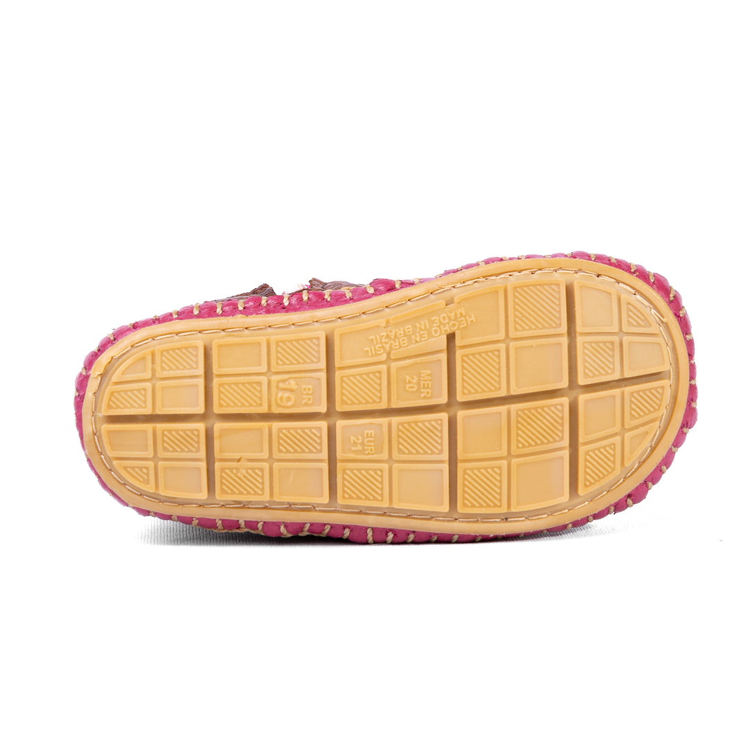 Bota Country Infantil em Couro de Avestruz Baby Rosa Caramelo