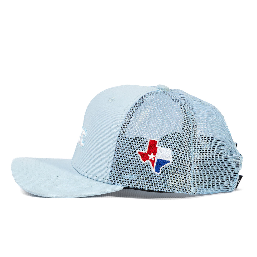 Boné Trucker Strut Tela Bandeira Texas Azul Bebê