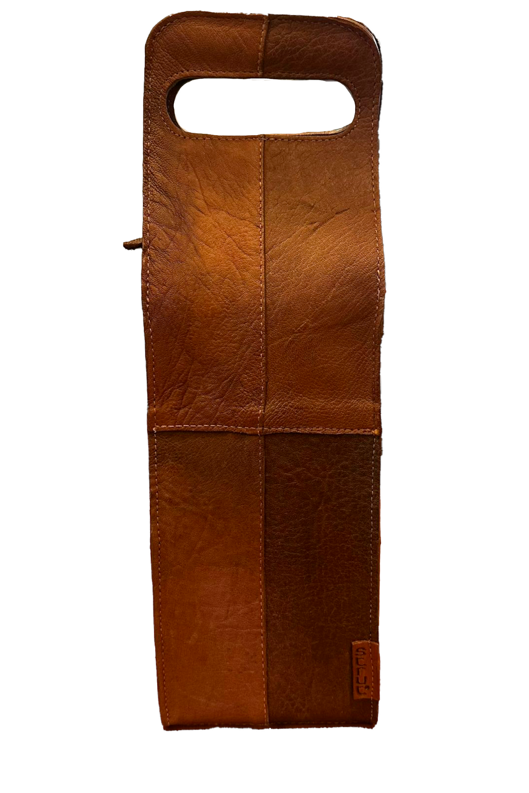 Porta-vinho em couro de carneiro texturizado corrugado cor whisky Strut