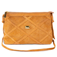 Bolsa Pequena Feminina Strut em Couro Camurça Chestnut