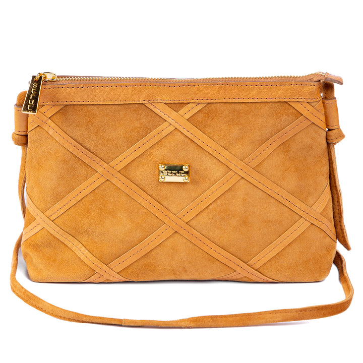 Bolsa Pequena em Couro Camurça Strut - Chestnut