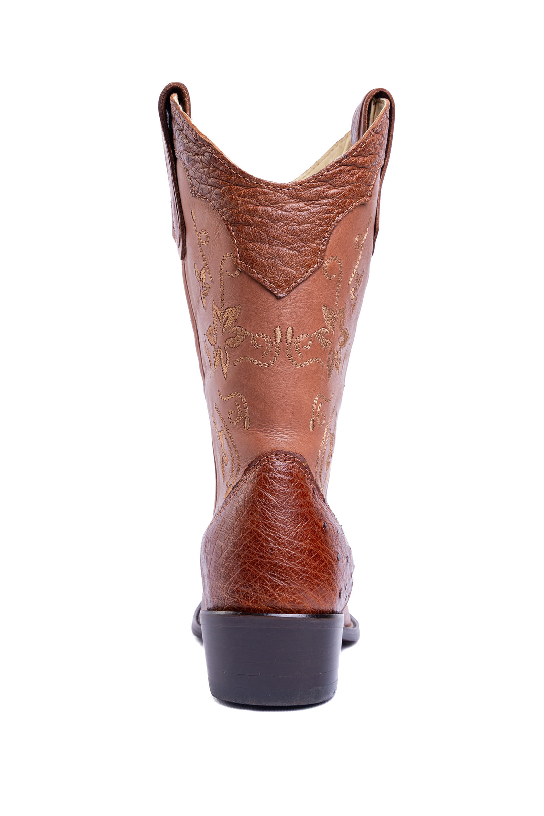 Bota Feminina Strut ST1018 em Couro de Avestruz Liso Caramelo