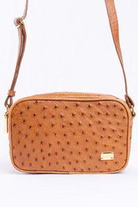 Bolsa Camera Bag Strut em Couro de Avestruz Cheio Chestnut DORO-003