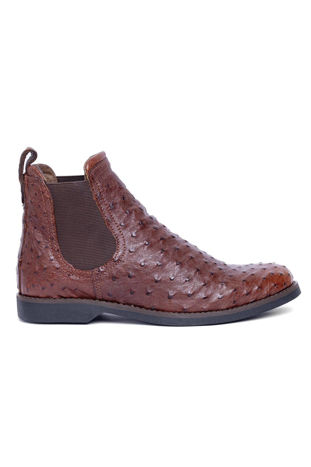 Bota Chelsea ST3031 Avestruz Caramelo - Elásticos laterais