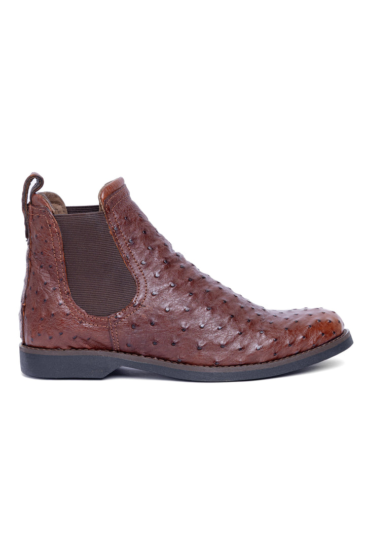 Bota Chelsea ST3031 Avestruz Caramelo - Elásticos laterais