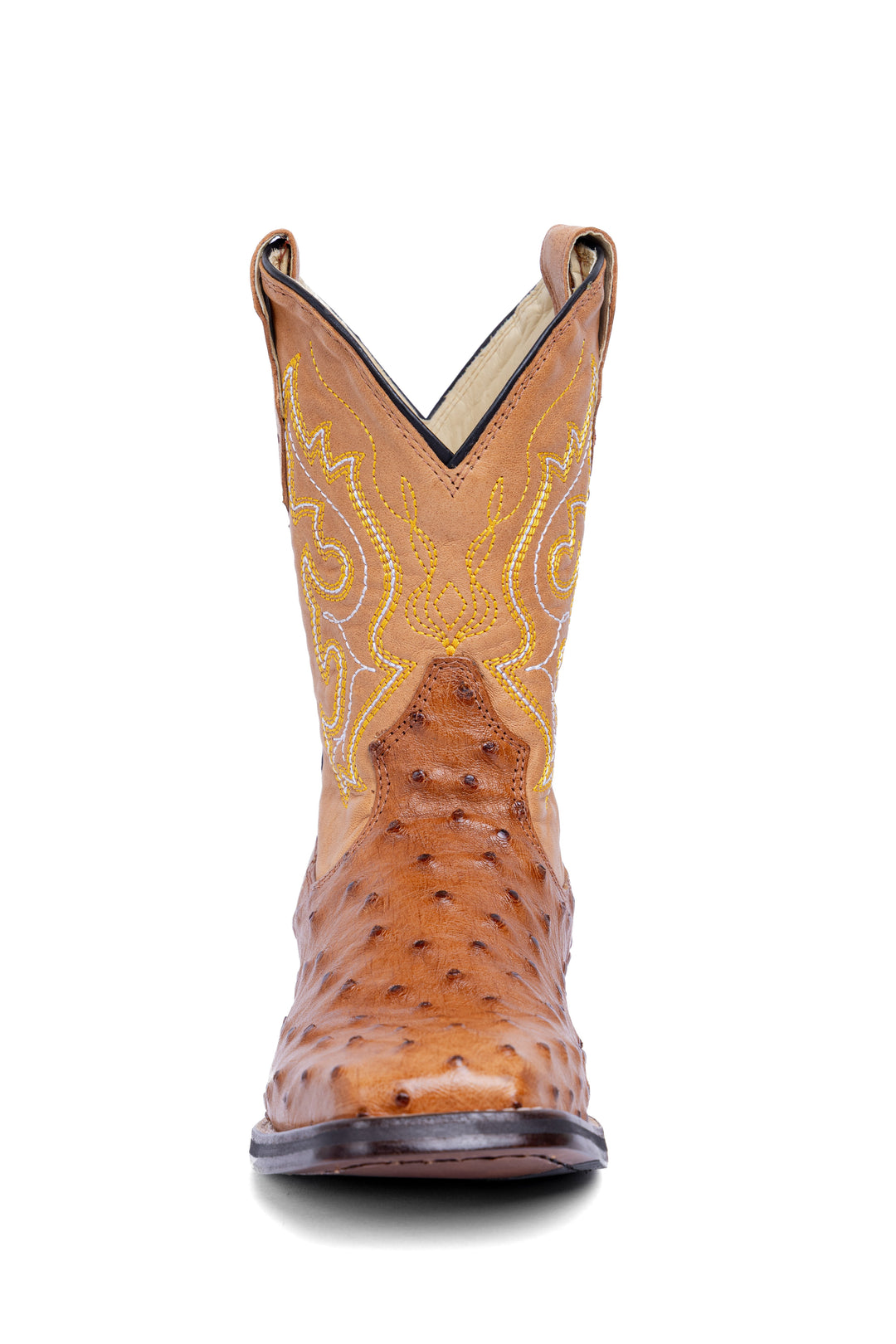 Bota Masculina Strut ST029 em Couro de Avestruz Cheio Chestnut - Visão lateral