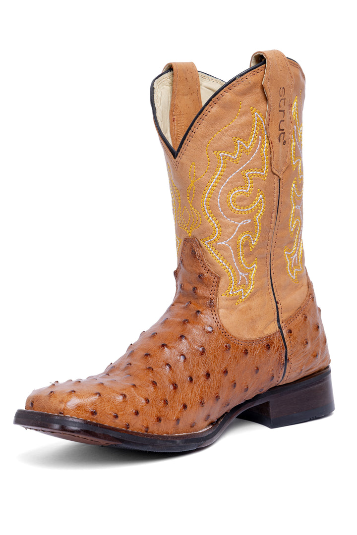 Bota ST029 Avestruz Chestnut - Visão traseira