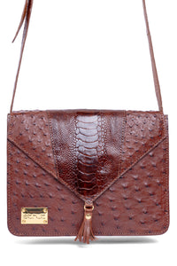 Bolsa feminina DORO020 couro avestruz - acabamento