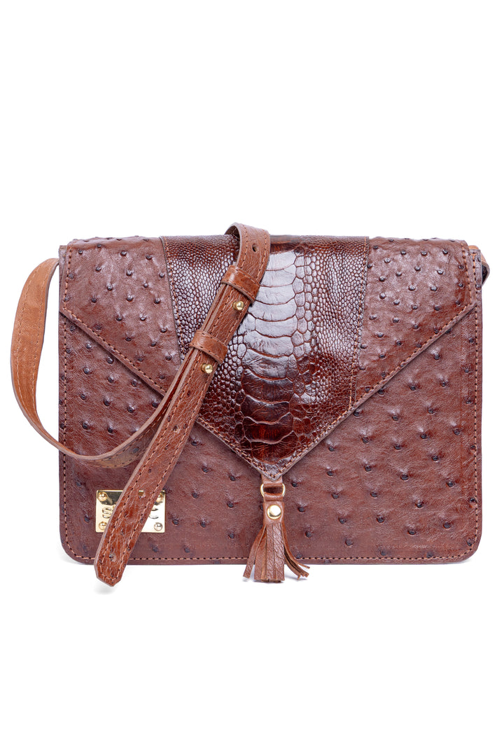 Bolsa feminina DORO020 couro avestruz - interior