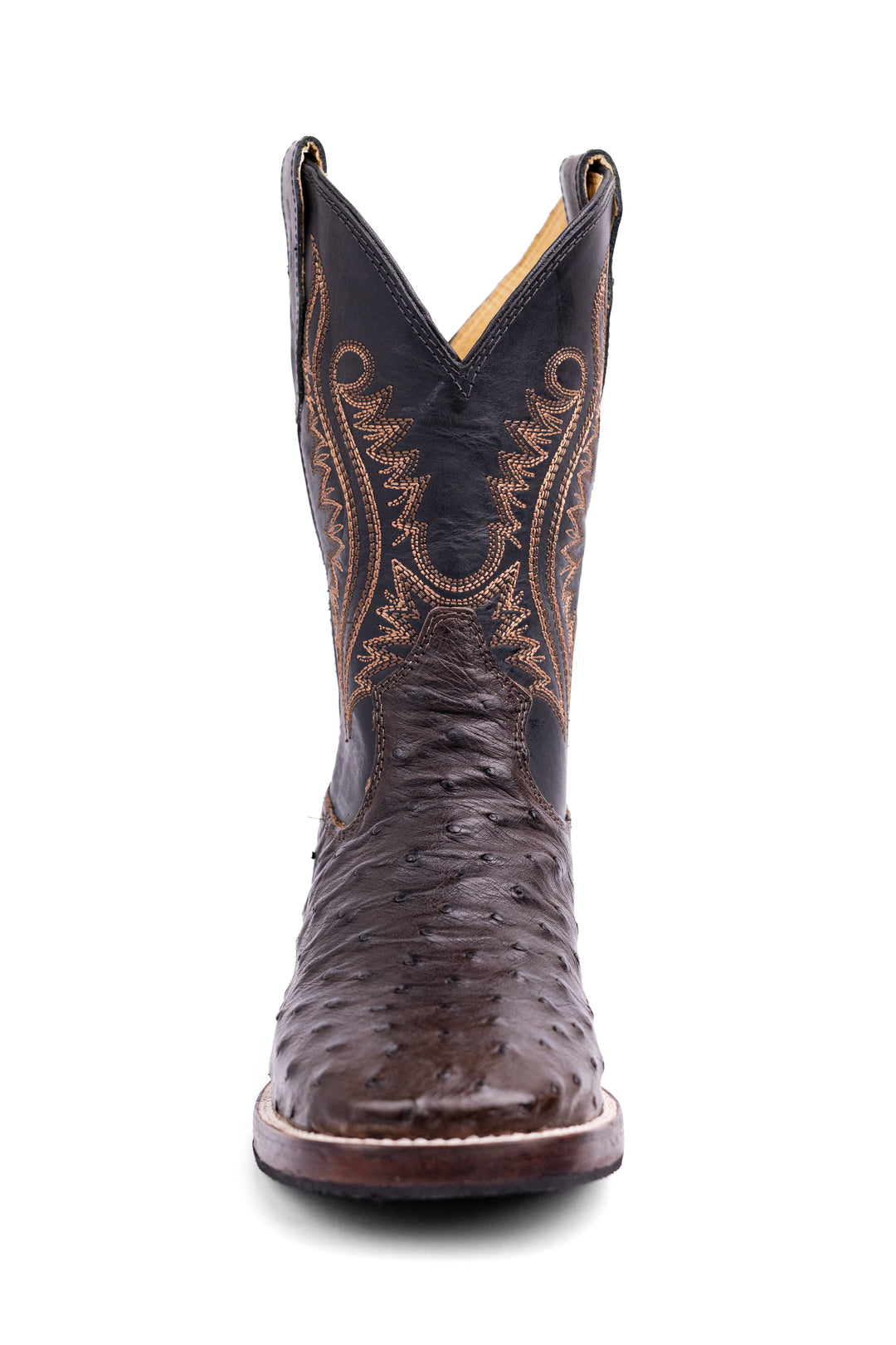 Bota masculina ST012 café couro avestruz - acabamento artesanal