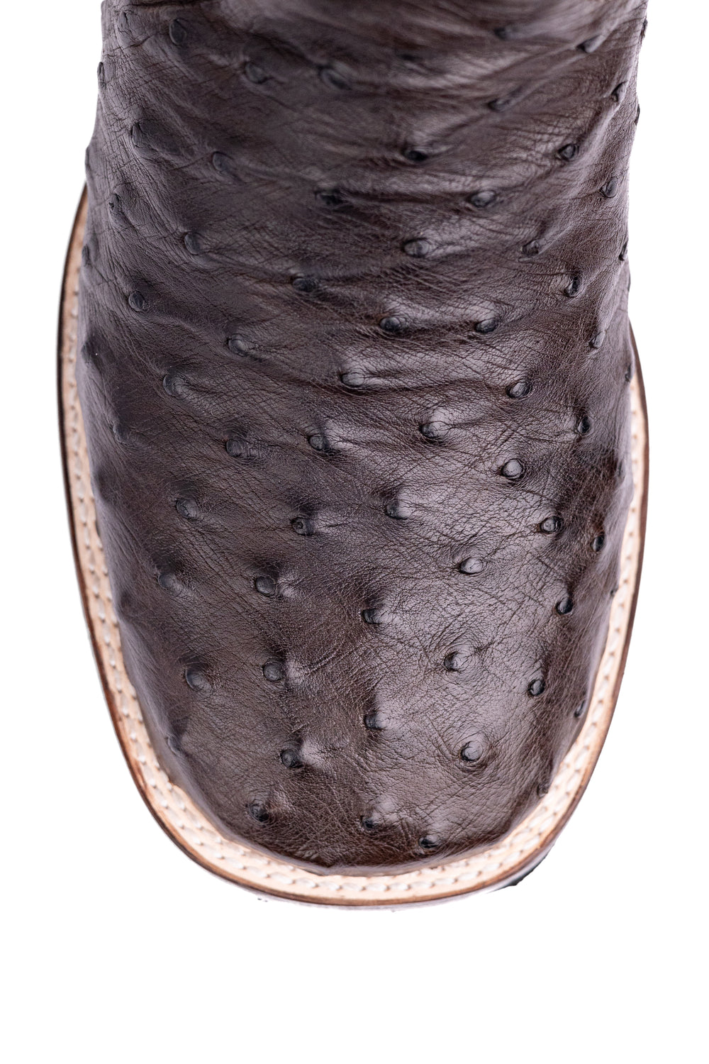 Bota masculina ST012 café couro de avestruz - cano com bordado country