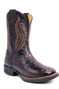 Bota Masculina Strut ST011 em Couro de Avestruz Cheio Café