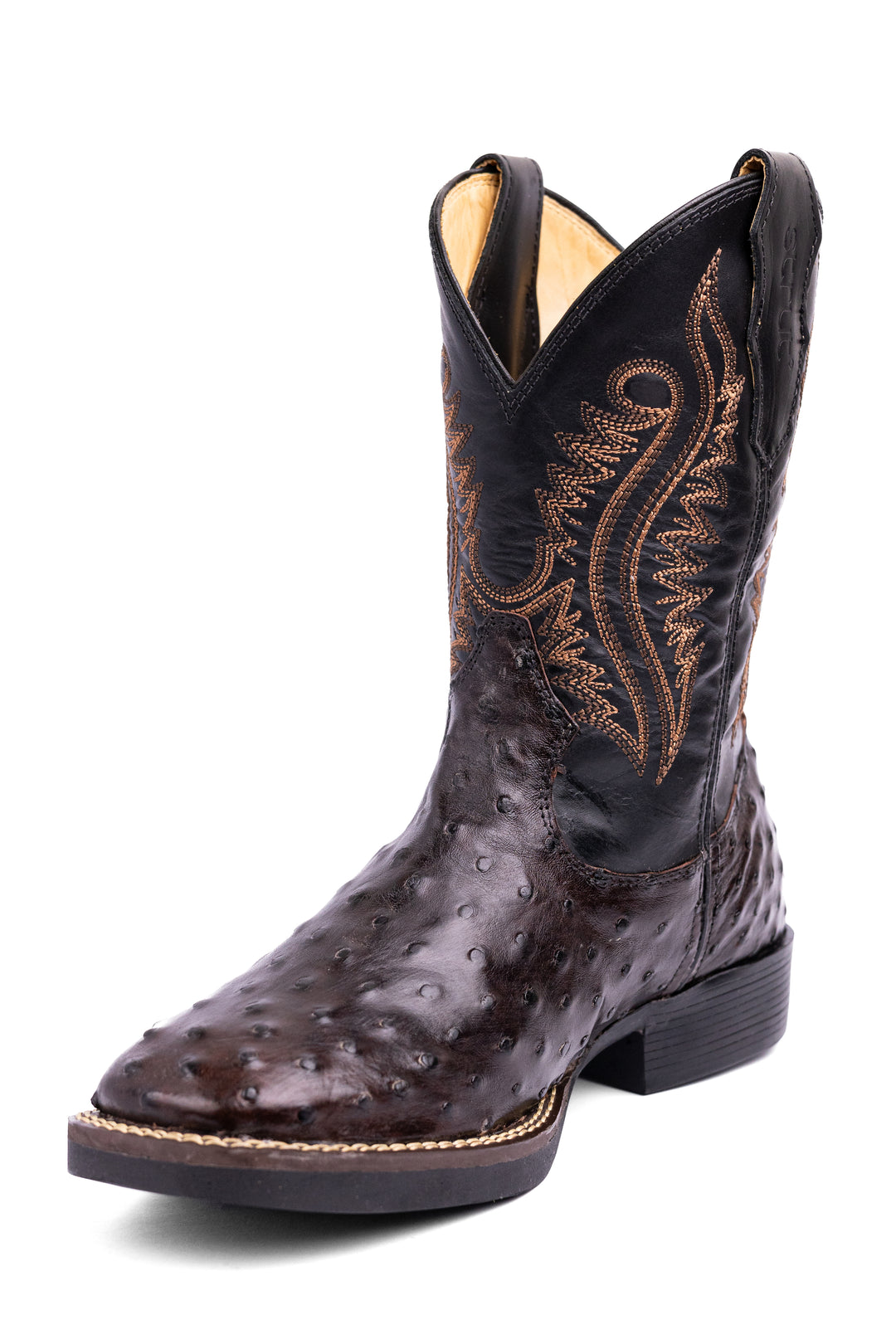 Bota Masculina Strut ST011 em Couro de Avestruz Cheio Café