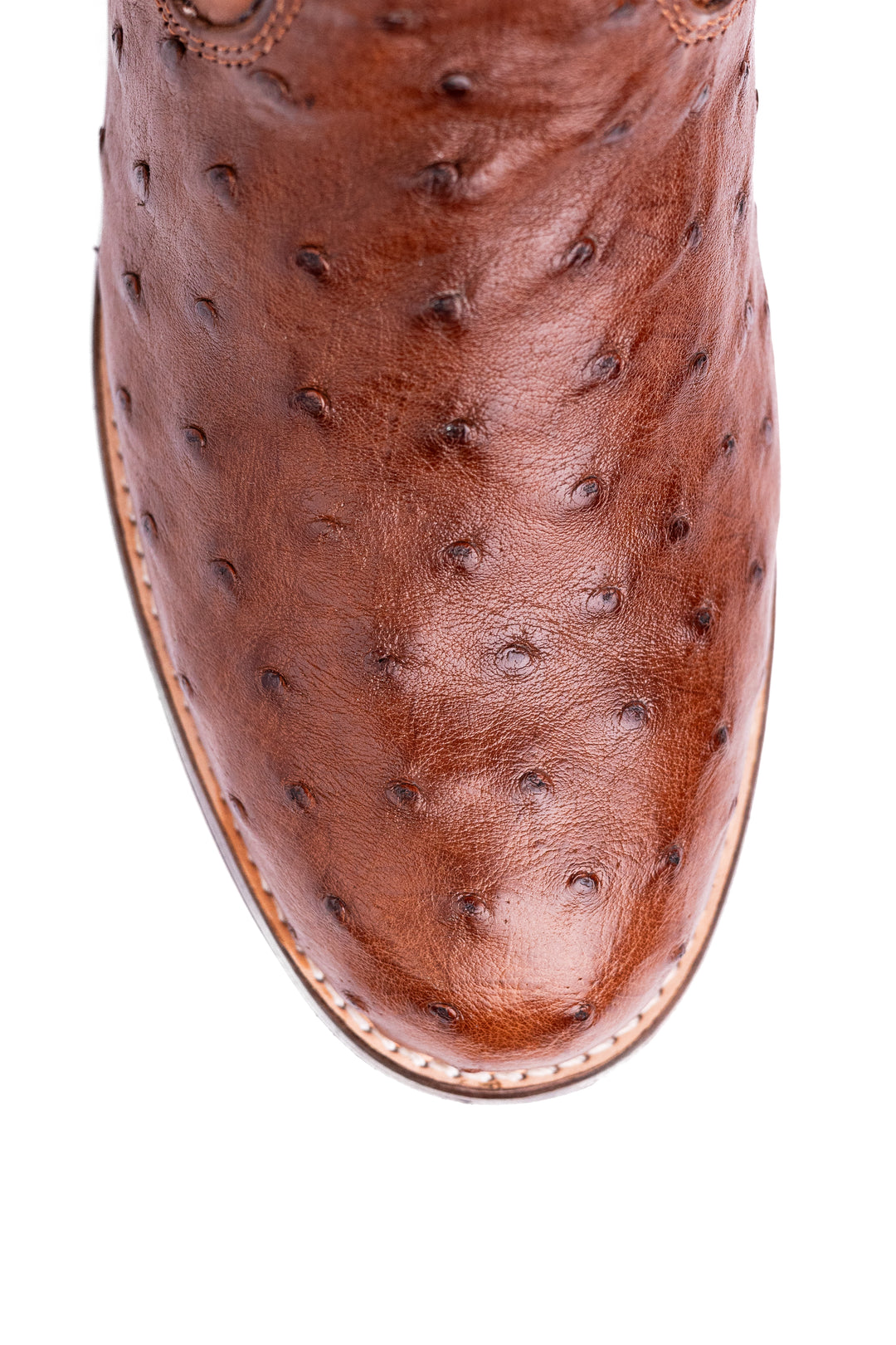 Bota Roper Masculina Strut em Couro de Avestruz Cheio Caramelo