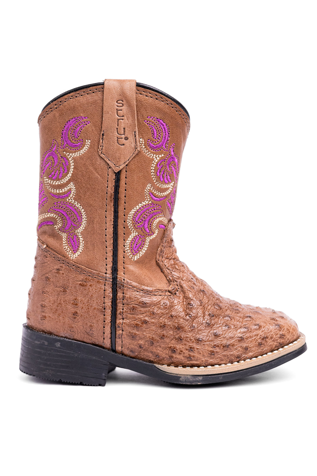 Bota Infantil Feminina Strut ST2004 em Couro de Avestruz Cheio Tabaco