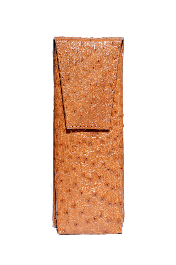 Porta charuto em couro de avestruz chestnut Strut ST001