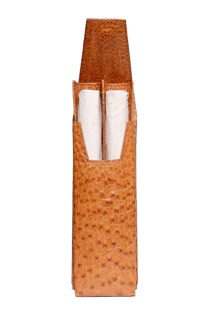 Porta charuto exclusivo Strut em couro de avestruz chestnut