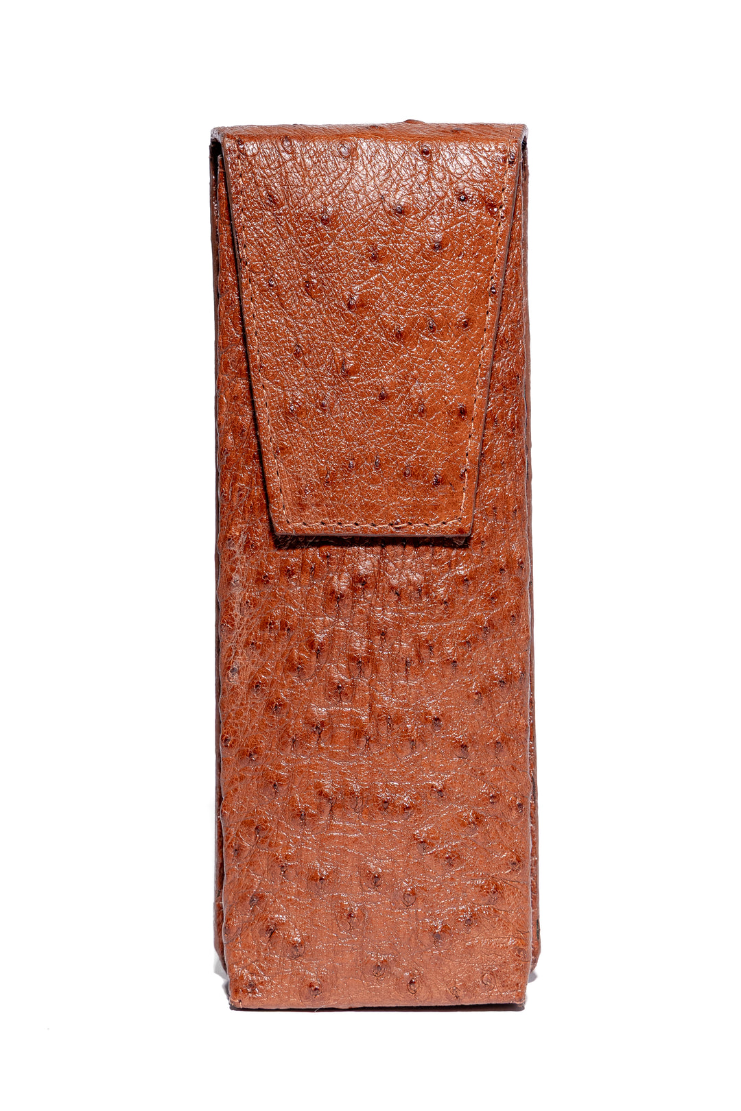 Porta charuto em couro de avestruz caramelo Strut ST001