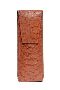 Porta charuto em couro de avestruz caramelo Strut ST001