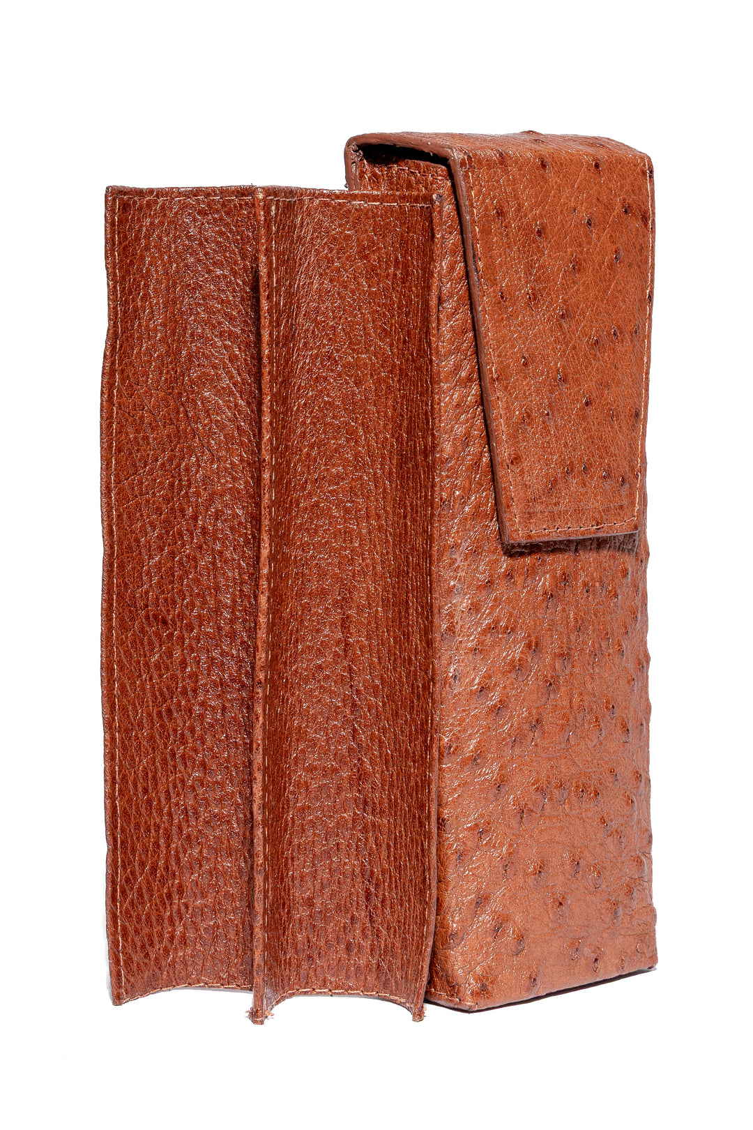 Porta charuto de avestruz caramelo Strut para 2 charutos
