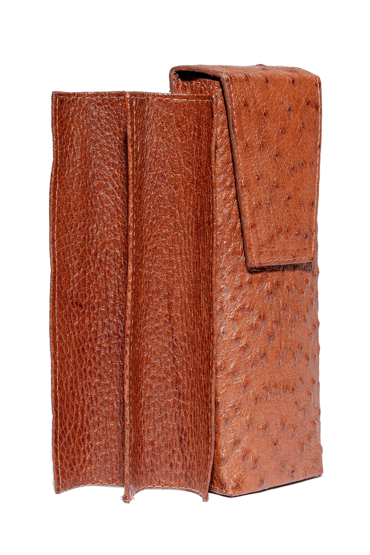 Porta charuto de avestruz caramelo Strut para 2 charutos