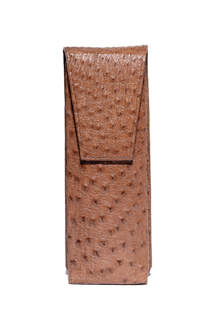 Porta charuto em couro de avestruz tabaco Strut ST001