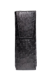 Porta charuto em couro de avestruz preto Strut ST001