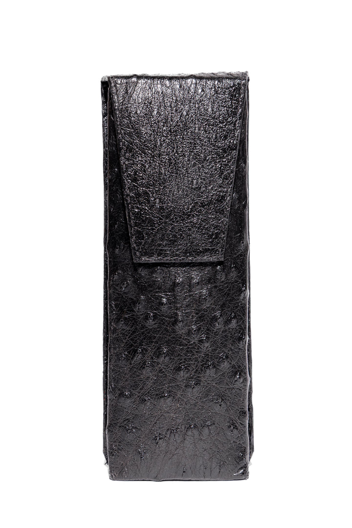 Porta charuto em couro de avestruz preto Strut ST001