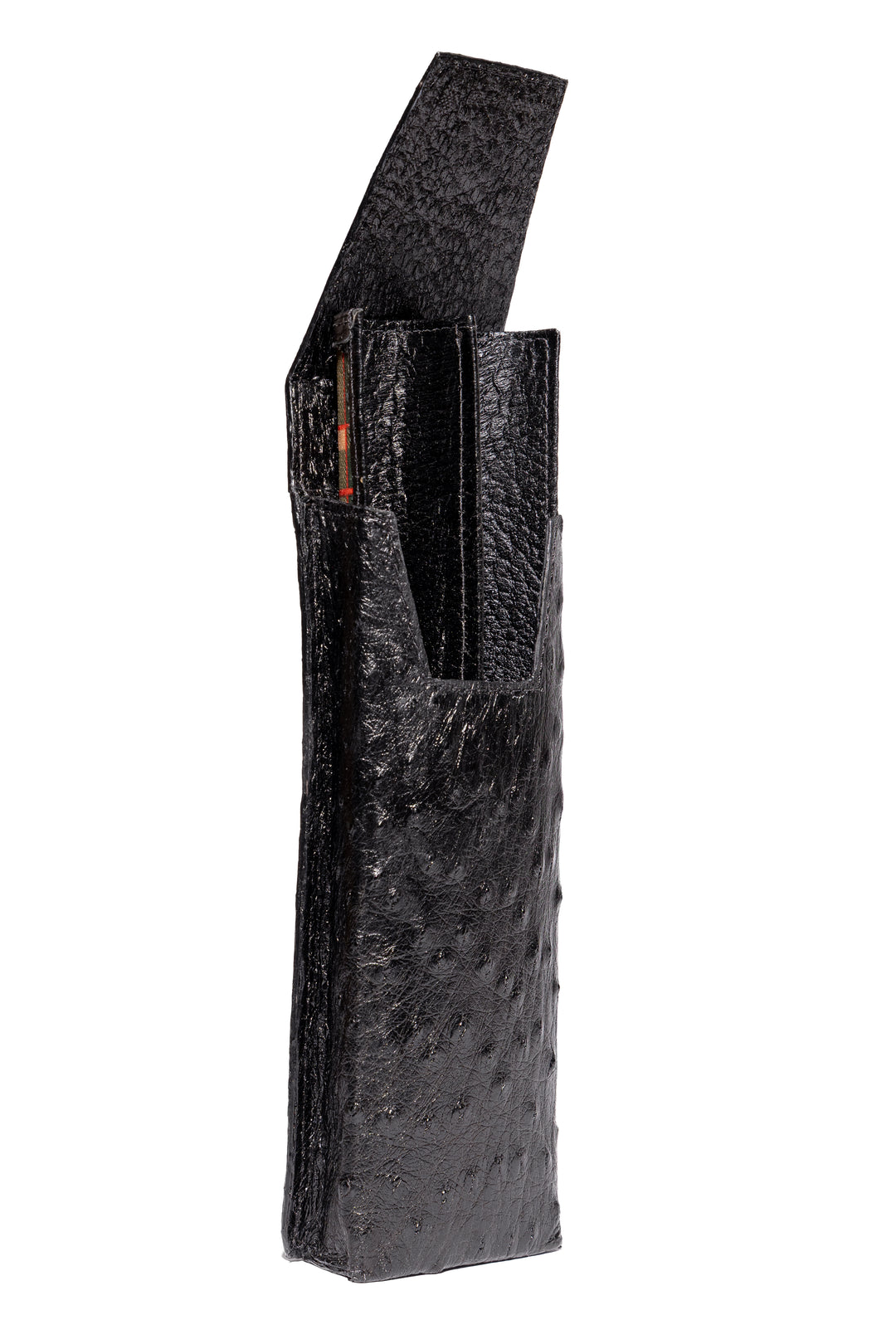 Porta charuto de avestruz preto Strut para 2 charutos