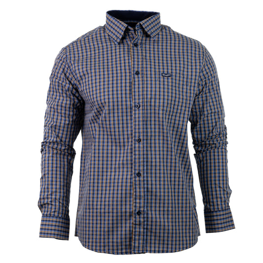 Camisa Wrangler Manga Longa Xadrez Azul Marinho