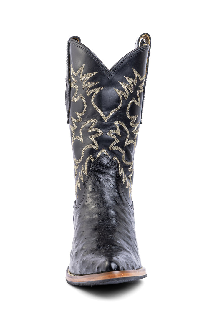 Bota masculina bico fino avestruz preta solado - Strut