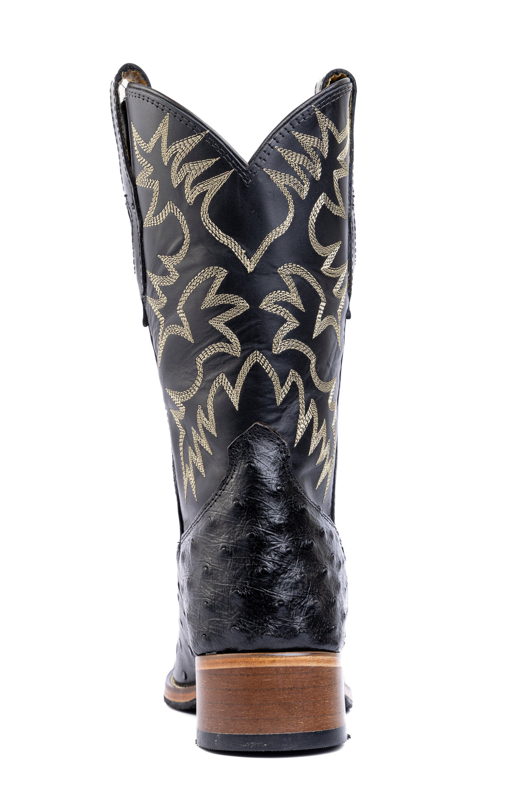 Bota country masculina em couro de avestruz cheio preta - Strut