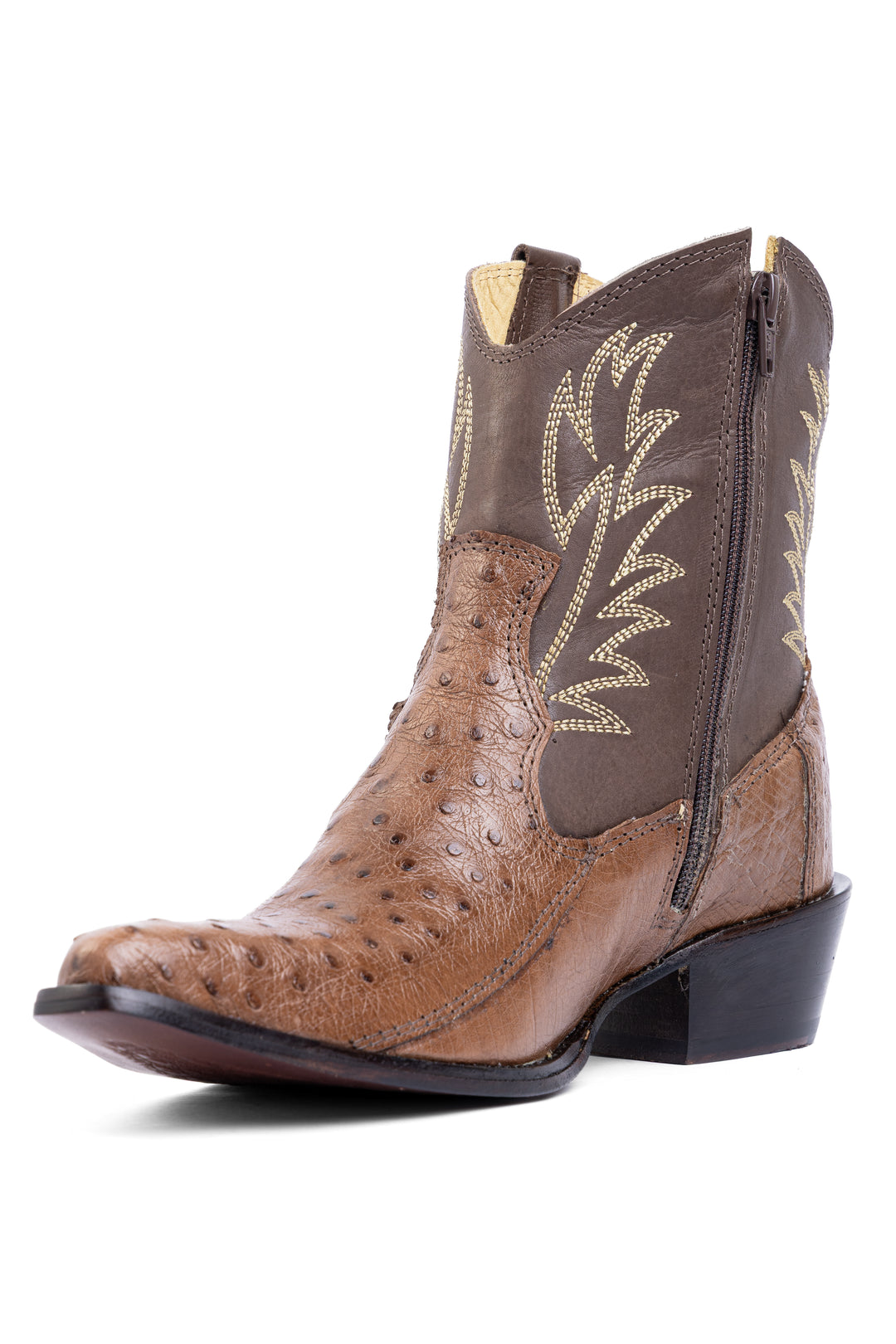 Lateral da bota feminina Strut ST1019 com o zíper aberto e o forro em couro natural à mostra