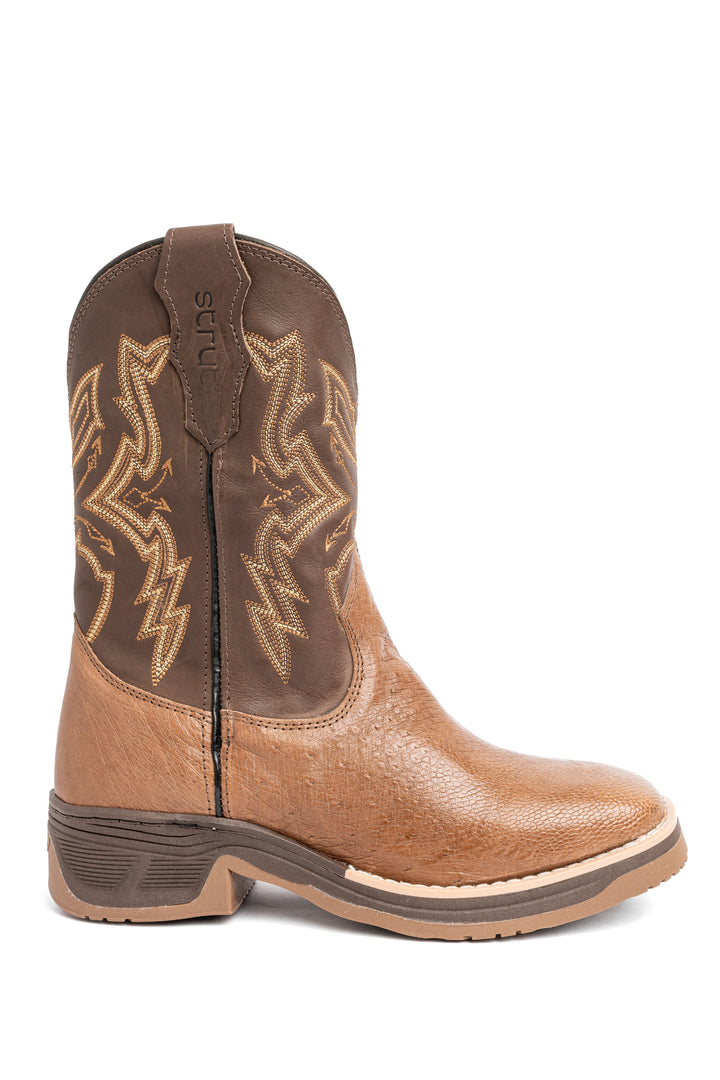 Bota masculina Strut couro de avestruz liso tabaco vista lateral