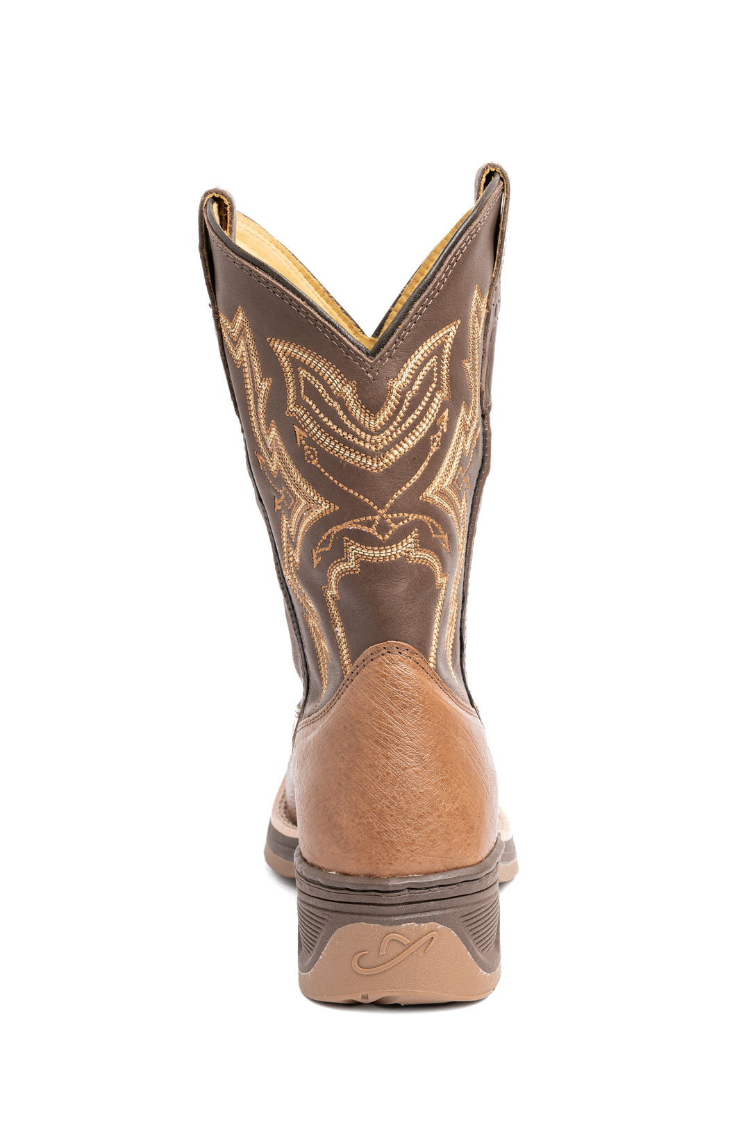 Bota masculina Strut couro de avestruz liso tabaco vista traseira