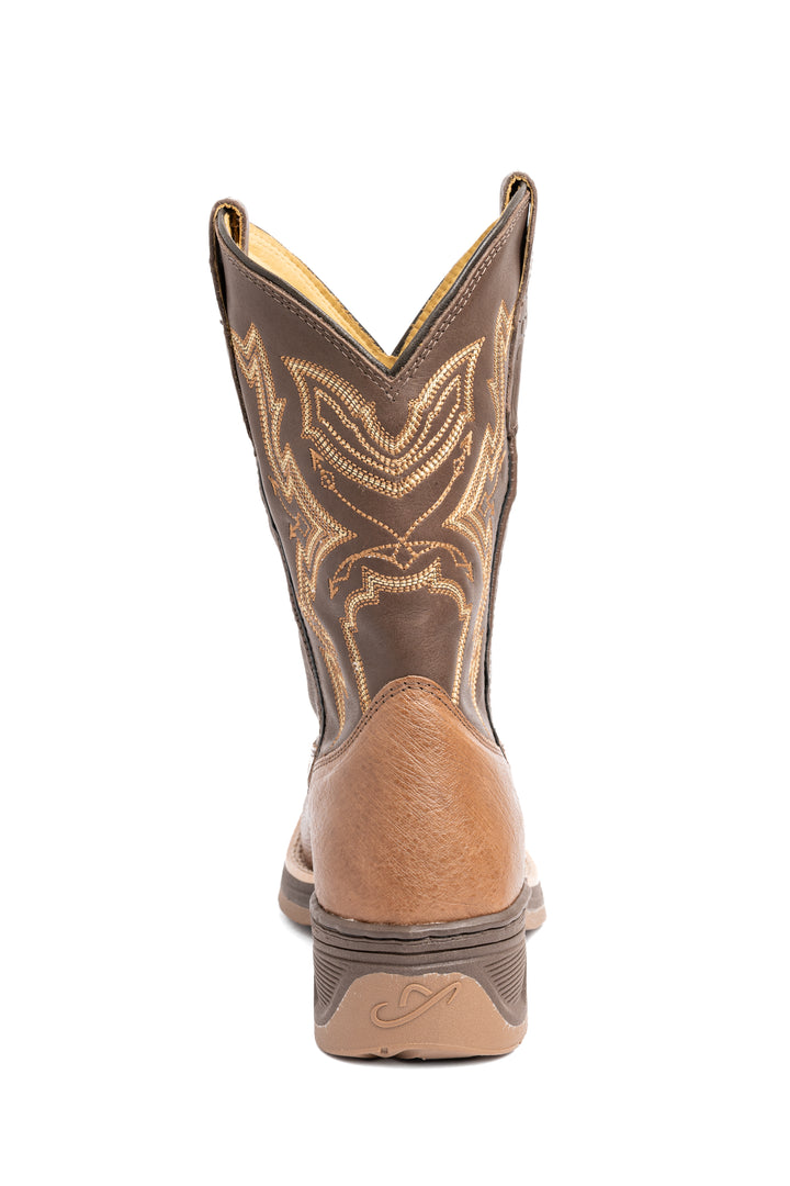 Bota masculina Strut couro de avestruz liso tabaco vista traseira