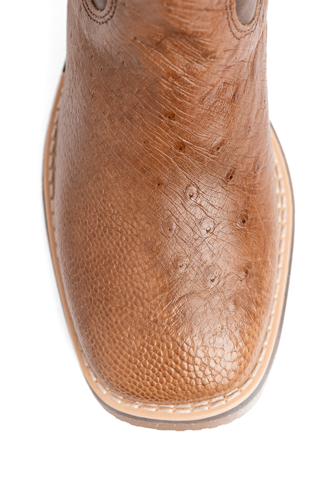 Solado Jump tratorado da bota masculina Strut em couro de avestruz tabaco
