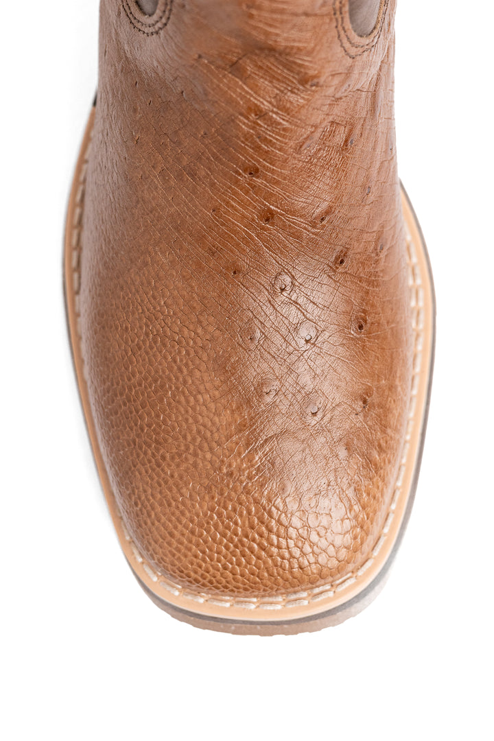 Solado Jump tratorado da bota masculina Strut em couro de avestruz tabaco