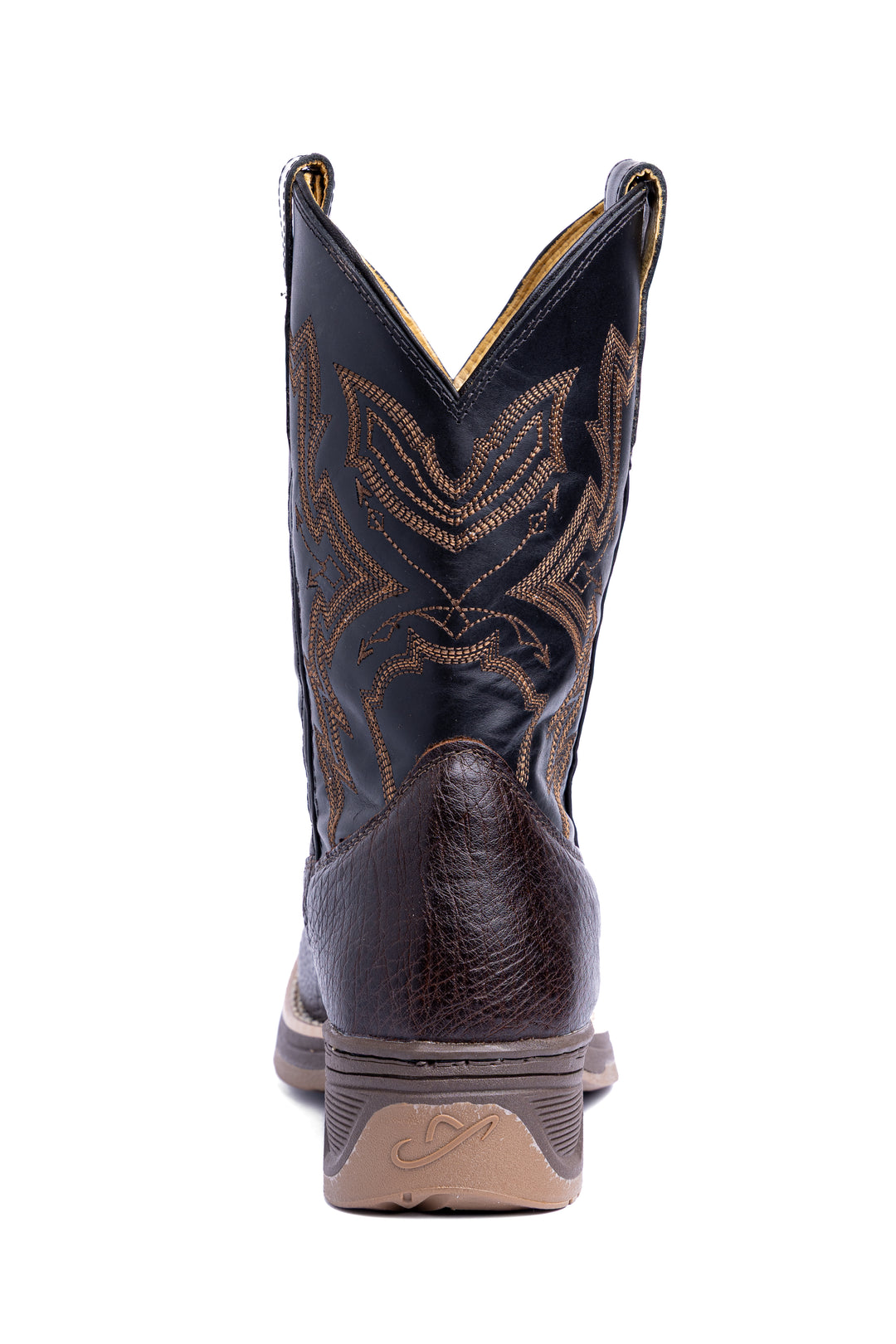 Bota masculina Strut couro de avestruz café vista traseira com solado Jump tratorado