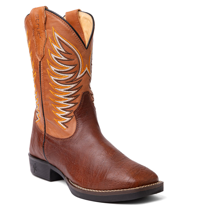 Bota Strut Masculina Em Couro De Carneiro Corrugado Caramelo