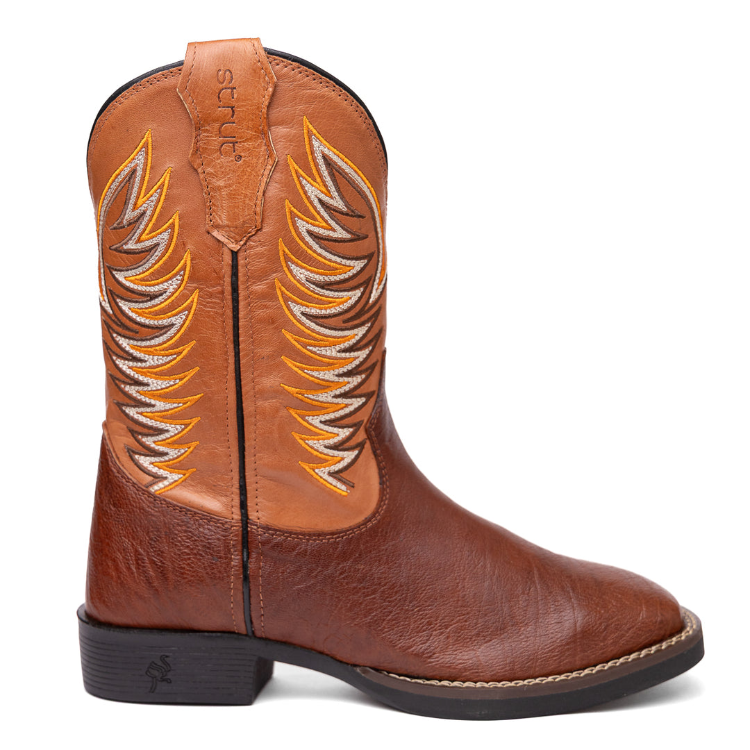 Bota Strut Masculina Em Couro De Carneiro Corrugado Caramelo