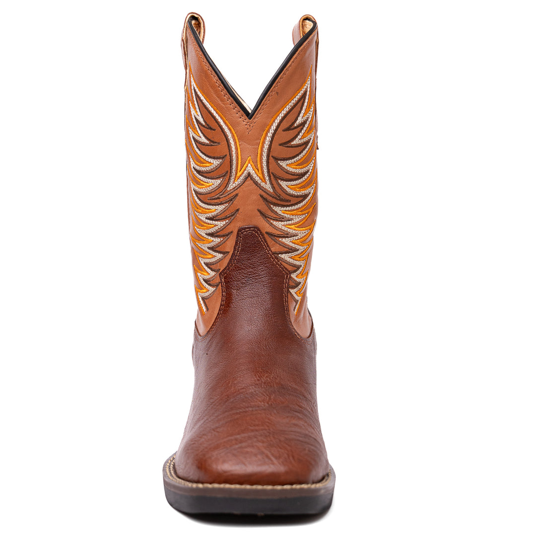 Bota Strut Masculina Em Couro De Carneiro Corrugado Caramelo