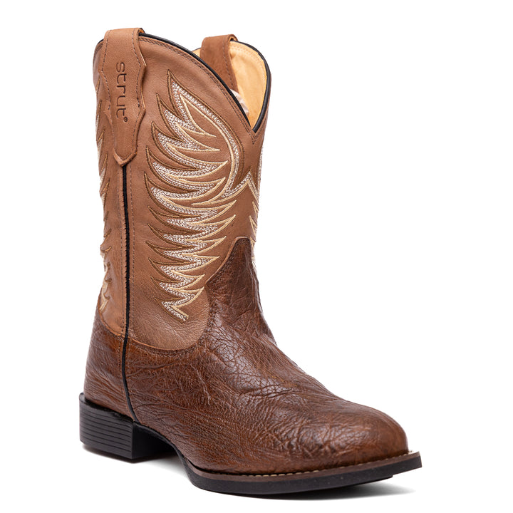 Bota Masculina Strut Couro Carneiro Corrugado Bico Redondo