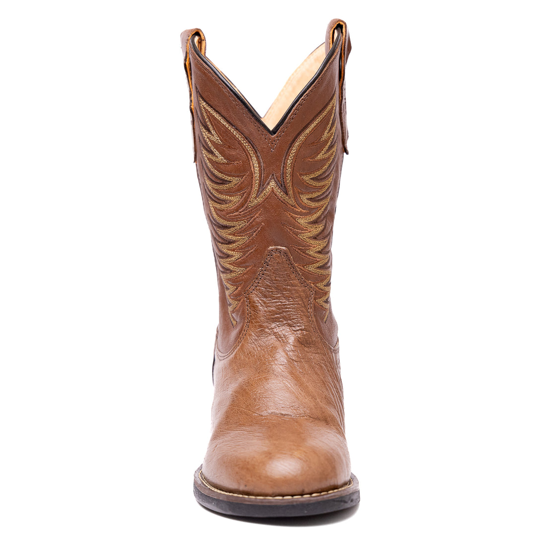Bota Masculina Strut Couro De Avestruz Liso Bico Redondo