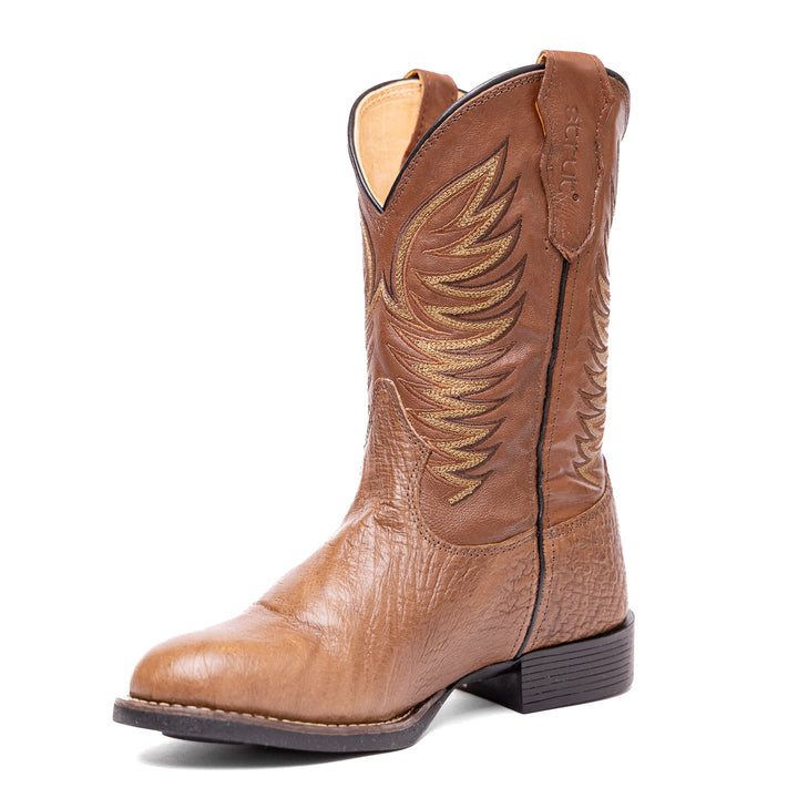 Bota Masculina Strut Couro De Avestruz Liso Bico Redondo